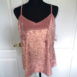 City Streets Desert Rose Pink Crushed Velvet Tank Top